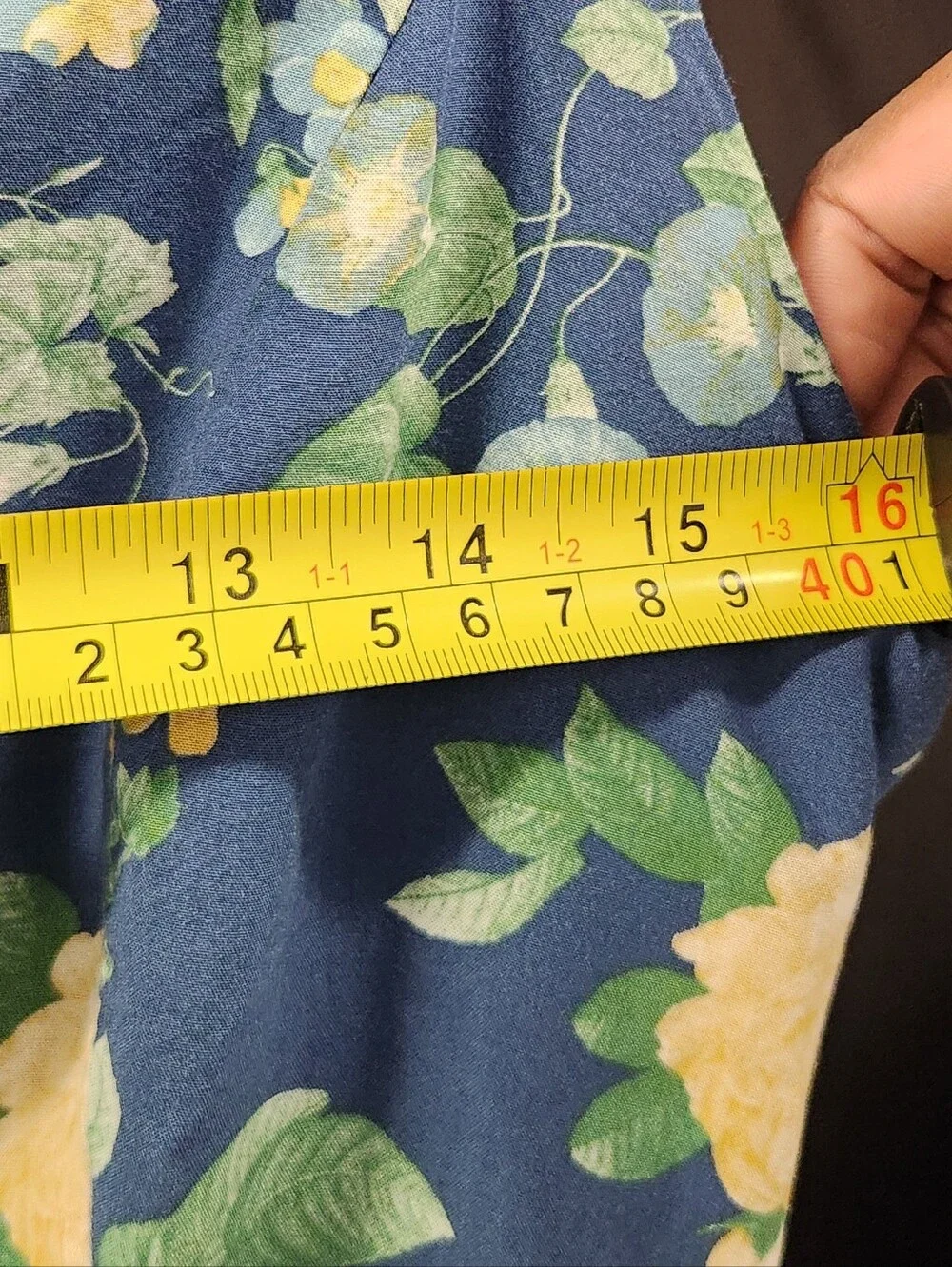 Old Navy Navy Floral Smocked Back Midi Dress Front Slit M - Picture 7 of 12